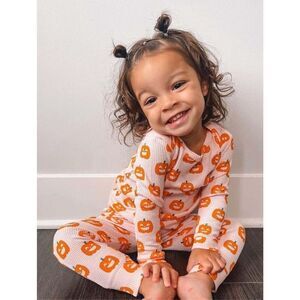 Spearmint Waffle Pumpkin 2-Piece Set, Blush Jack-O-Lantern Sz 2T(fits like 18)